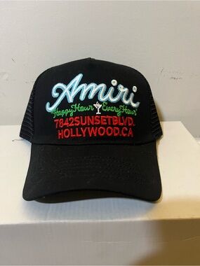 AMIRI Black Mesh Trucker Cap with Accent